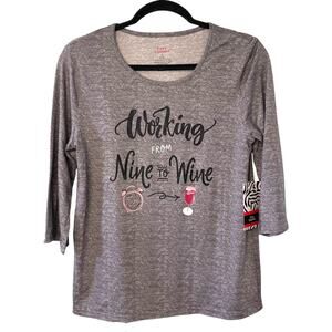 Cozy Couture Top Shirt Working Nine to Wine Grey 3/4 Sleeve S NWT